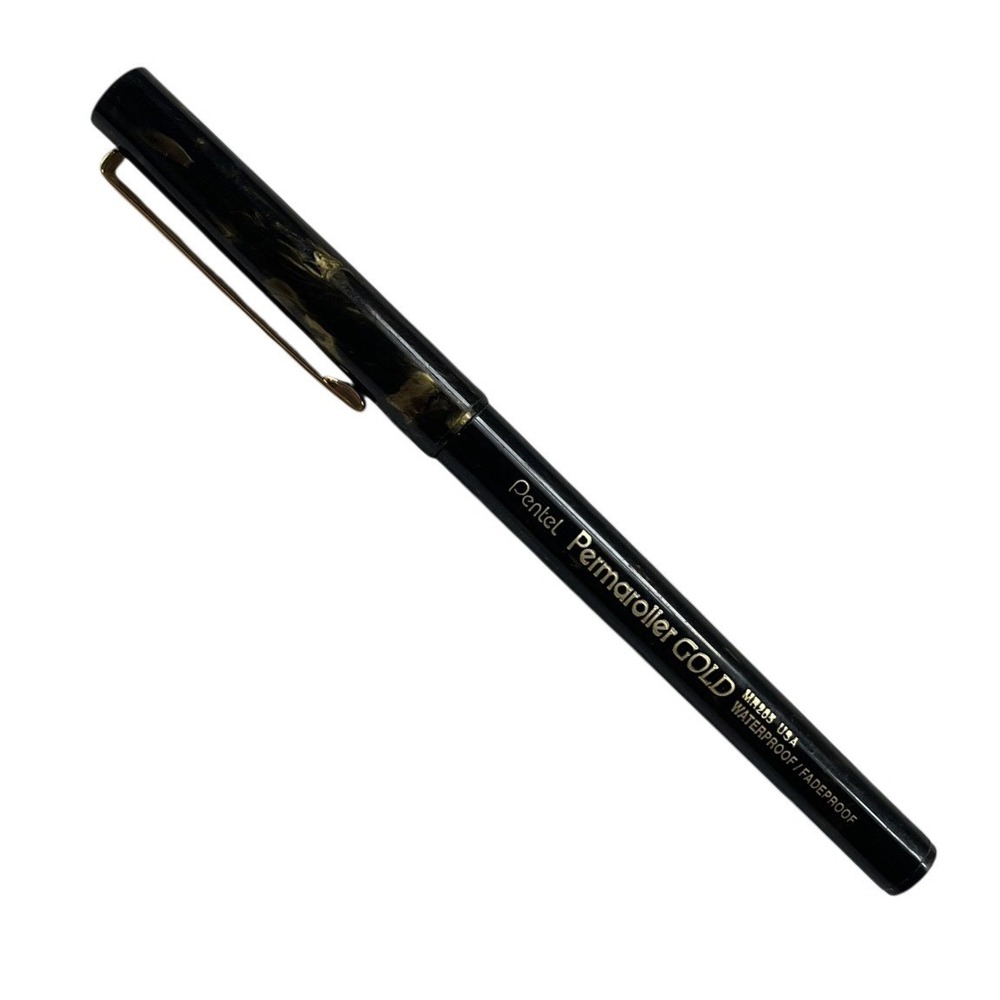 PENTEL, MICRO Fine PERMAROLLER, WATERPROOF ON PAPER Black INK MR205A Metal‎ Tip